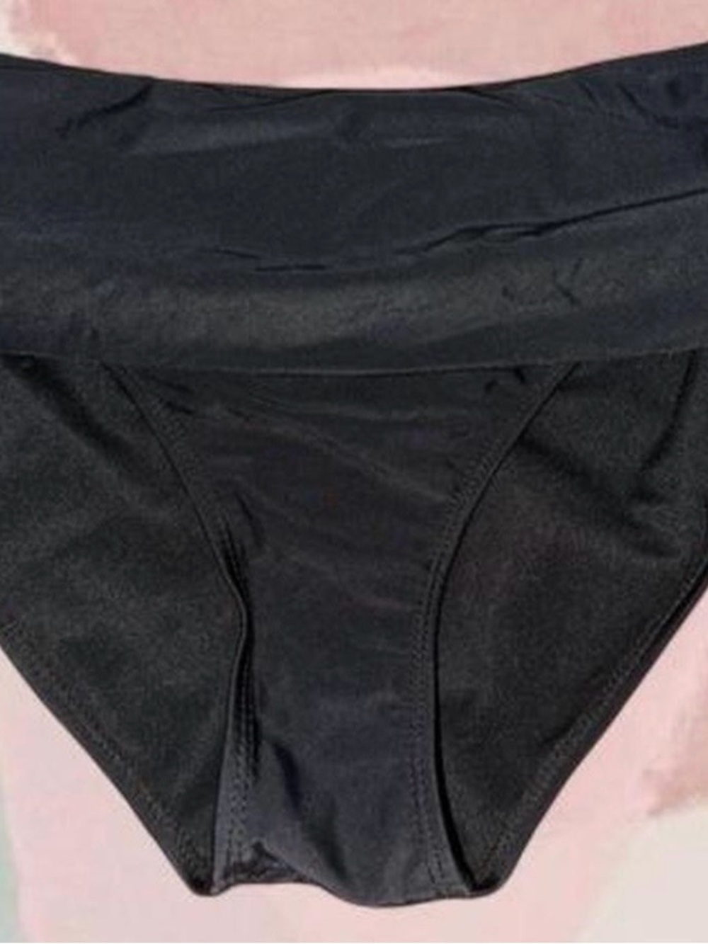 Ruched Black Twist Front High-Waist Bikini Bottom - Skekini